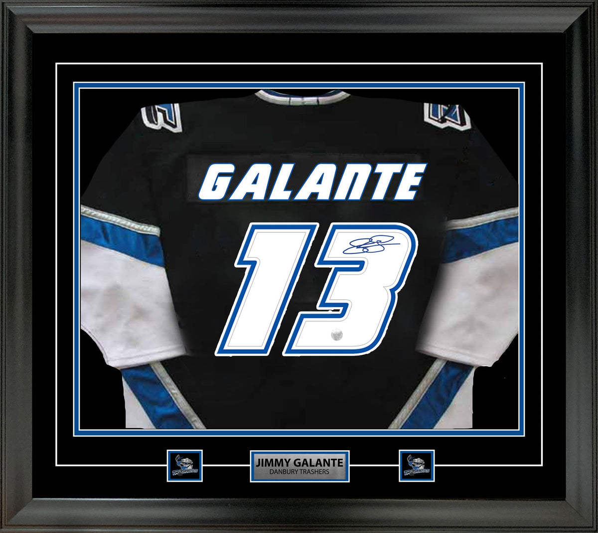 Source Custom Black Blue White Galante Brent Stitched Danbury Trashers  Hockey Jersey on m.