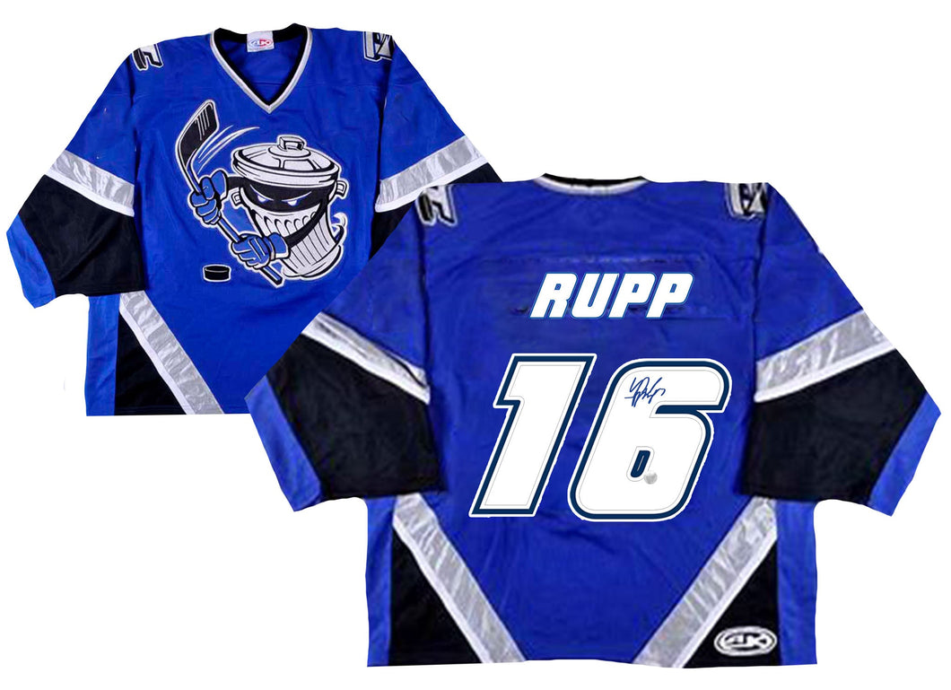Mike Rupp Signed Danbury Trashers Blue Game Model Jersey