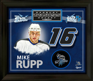 Mike Rupp Signed Framed Danbury Trashers Puck