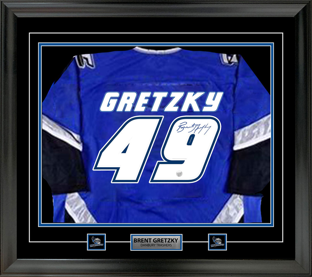 Brent Gretzky Signed Framed Danbury Trashers Blue Game Model